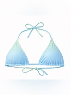 Ombre Triangle String Bikini Top - Mint to Sky Blue | SIZE SMALL